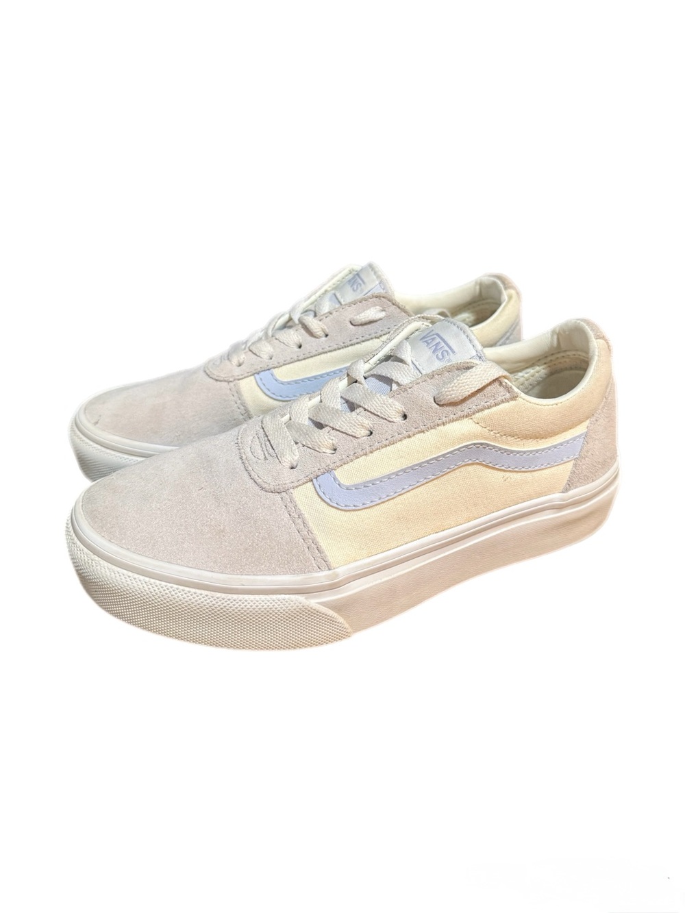 Vans Kids Suede Canvas Sneakers in Cream, Light Blue and Beige